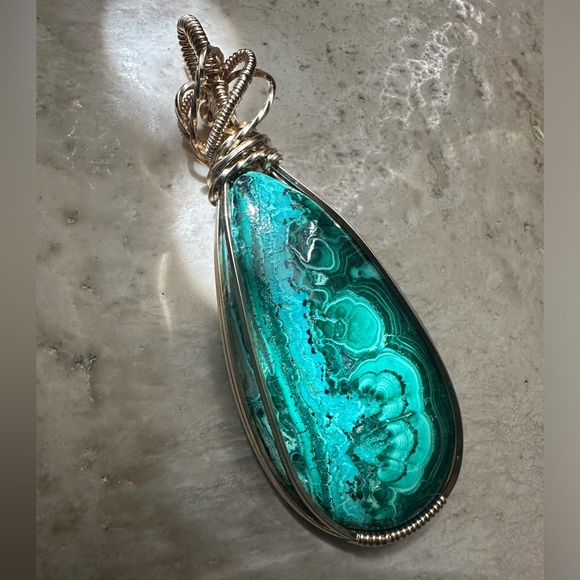 Azurite and malachite Necklace pendant - Picture 3 of 13